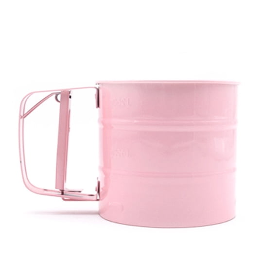 COSMOBETTY 1Set Pink Handheld Flour Sifter Cup for Baking Tool with Prevent Clumping and Improve Bread Fluffiness