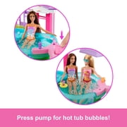 Barbie Dream Pool Playset with Slide & Bubbling Hot Tub, 20+ Accessories Including Pet, Floaties & More