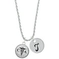 thumbnail image 1 of Delight Jewelry Silvertone Domed Black CMA Silvertone Script Initial Disc - T - Charm Necklace, 20"+3", 1 of 4