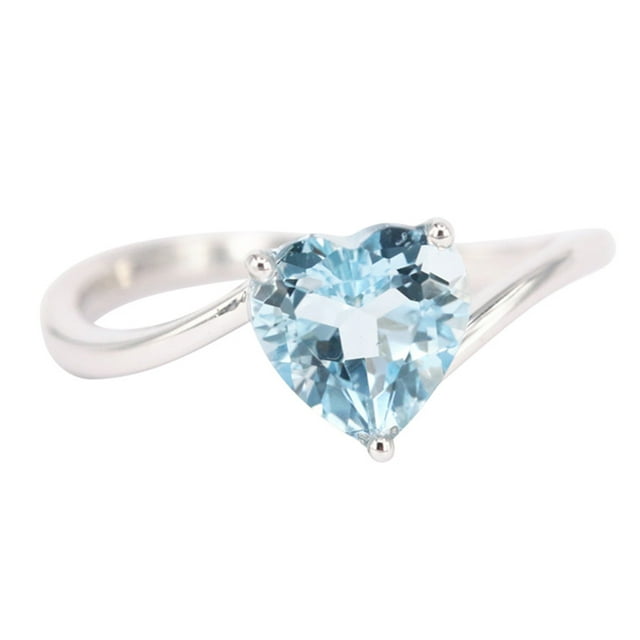 Mer bleu coeur forme cristal ouverture anneau femmes mariée mariage main décoration bijoux cadeaux