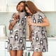 thumbnail image 4 of Easygdp Cartoon Bear Brown Camisón de manga corta para mujer, informal, estampado, 4 of 6