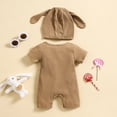 thumbnail image 4 of XIMIN Newborn Baby Boy Girl Romper Easter Outfits Bunny Ear Hoodie Button Onesie Bodysuits Jumpsuit Overall Rabbit Hat, 4 of 9