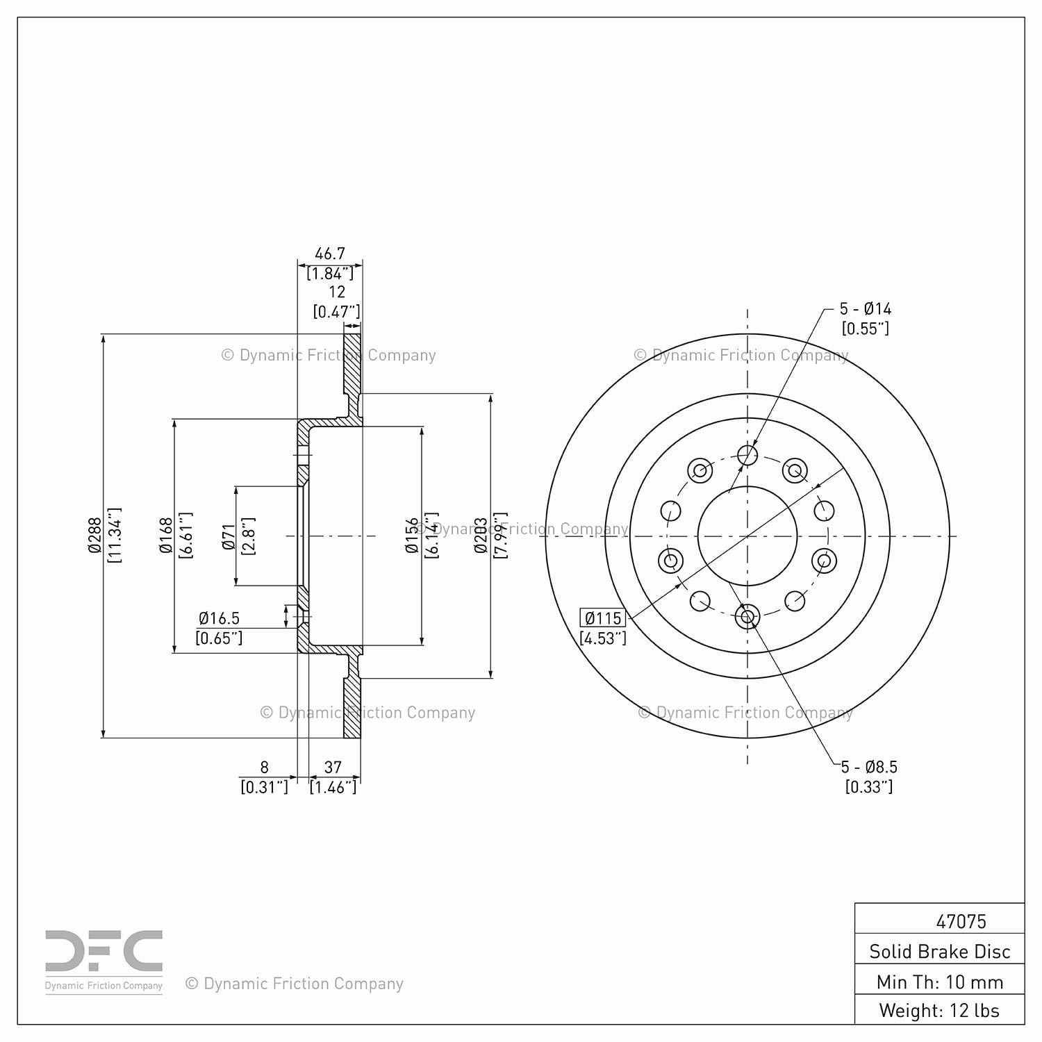 Rear Dynamic Friction Company GEOSPEC Coated Brake Rotor 604-47075 (1)