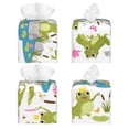 thumbnail image 2 of Lsque Cartoon Frogs Printed Tissue Box Cover Holder, Facial Paper Organizer Dispenser,Square with Bottom Belt, PVC Leather Decorative Organizer, 2 of 8