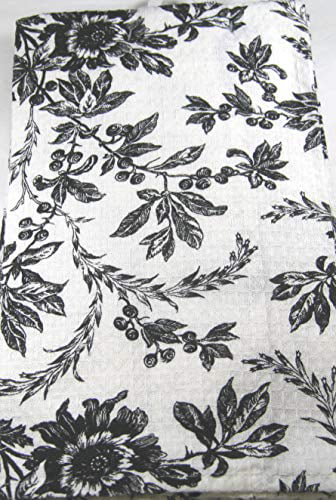 3 PC April Cornell Cotton Kitchen Tea Towel Set Floral Toile Black White