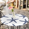 thumbnail image 3 of Starfish Elastic Fitted Round Table Cover Marine Life Blue Ocean Waterproof Outdoor Tablecloth for Holiday Party, Picnic, Patio & Dining Fits Tables Up to 45"-54", 3 of 8