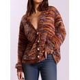 thumbnail image 3 of Suéter PRETTYGARDEN a Rayas con Cuello en V y Botones, Peludo, Talla M, 3 of 4