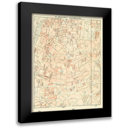 Baedeker 12x14 Black Modern Framed Museum Art Print Titled - Invalides Luxembourg Paris France - Baedeker 1911