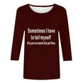 thumbnail image 4 of Chemises pour Femmes Habillées Décontractées, Chemises à Manches 3/4 pour Femmes, Tuniques à Manches Courtes Grande Taille pour Femmes, T-shirt à Manches 3/4 à Col Rond Imprimé Lettres Mode Décontractée pour Femmes, 4 of 5
