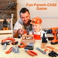 thumbnail image 6 of Kids Tool Bench-Zealous 79pcs Transformable Set, Toddler Workbench Toy with Electric Drill, Pretend Construction Playset for Boys Girls Age 3+, Orange & Black, 6 of 7