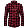 thumbnail image 5 of Plaid Shirts Men Casual Trendy Plus Size Baggy Long Sleeve Button Down Lapel Shirt Loose Fall Breathable Lightweight Jackets for Men Red 41, 5 of 6