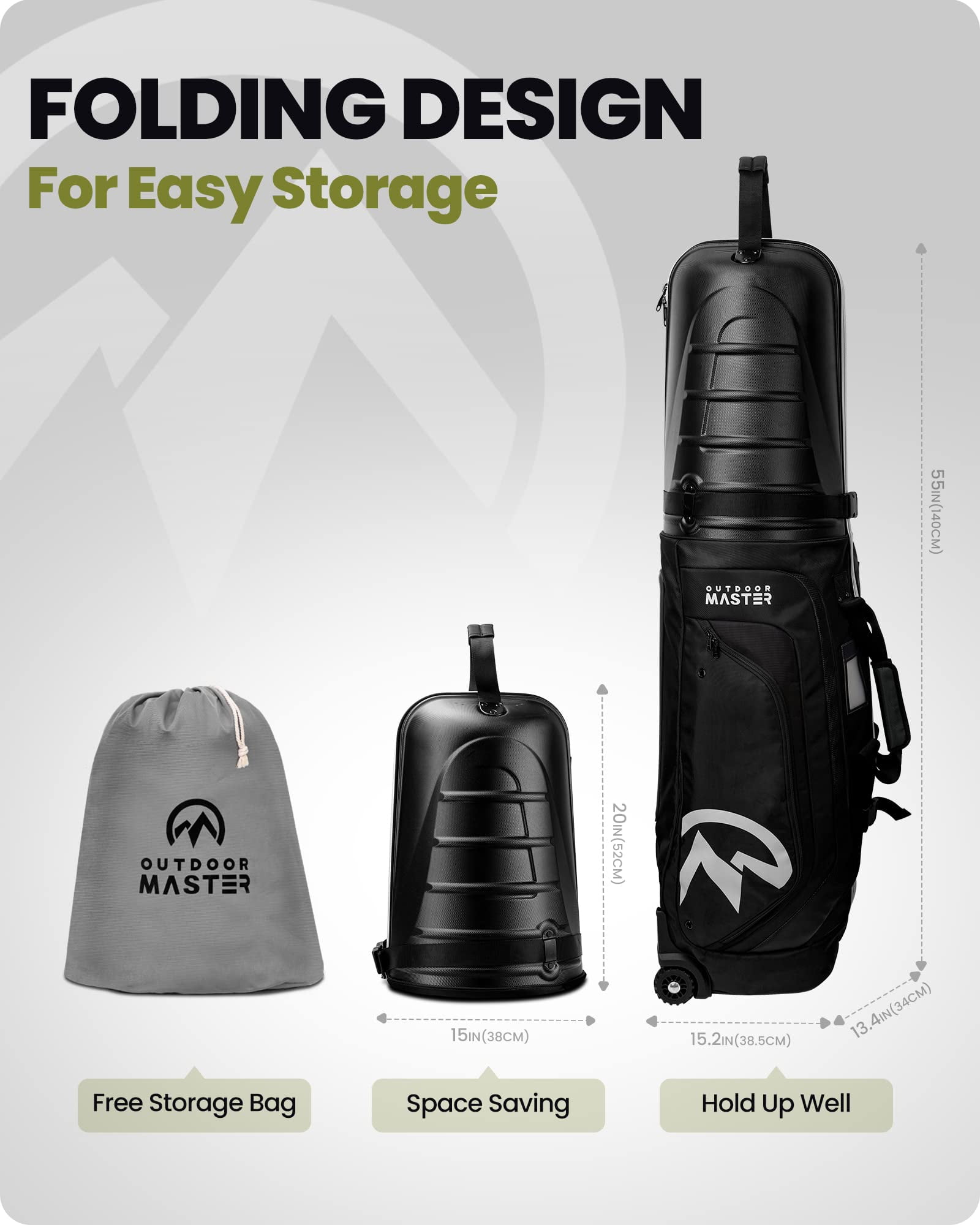 OutdoorMaster Golf Travel Bag, Hard Case Top, Wheels, Shoe