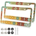 thumbnail image 2 of Coolnut Mexican Talavera License Plate Frames 2 Pack, Waterproof Aluminum Alloy Car Tag Holder 2 Holes License Plate Covers with Screw Caps Auto Accessories, 2 of 7