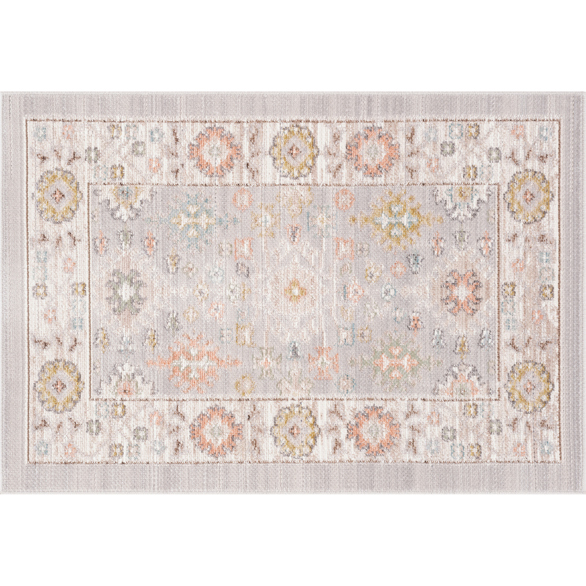 Crestwood Traditional Oriental 2x3 Gray and Aqua Polyester Indoor Area Rug, 2' x 3'