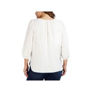 JONES NEW YORK Womens White 3/4 Sleeve Split Tunic Top XL