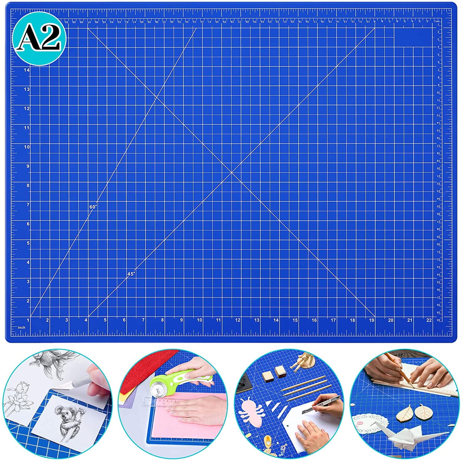 Durable Double Sided Non-Slip 3mm Thick Professional Gridded Rotary Mat for Quilting Sewing Scrapbooks Gunpla Crafty World Blue 12 x 18 Self Healing Cutting Mat and All Arts & Crafts Projects 