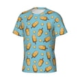 thumbnail image 3 of Yiaed Lemon Ice Cream Print Mens Short Sleeve Tight Fit T-Shirt, Crewneck Casual Tee-X-Large, 3 of 5