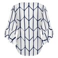thumbnail image 6 of Navy Blue Geometric Pattern Design Women's V-Neck Blouse With 3/4 Ruffled Bell Sleeves Casual Top Ladies Blouses, 6 of 7