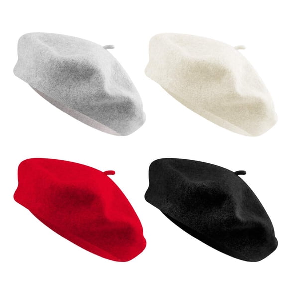4pcs French Style Beret Hats for Women and Girls, Elegant Trend Beanie Hats, 100% Cotton, 4 Colors