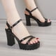 thumbnail image 1 of MKLEKYY Sandalias para Mujer, Sandalias de Mujer, Moda, Nuevo Patrón, Color Sólido, Punta Abierta, Transpirables, Suela Gruesa, Tacón Grueso, Tacón Alto, Zapatos Cómodos de Verano Versátiles, 1 of 4