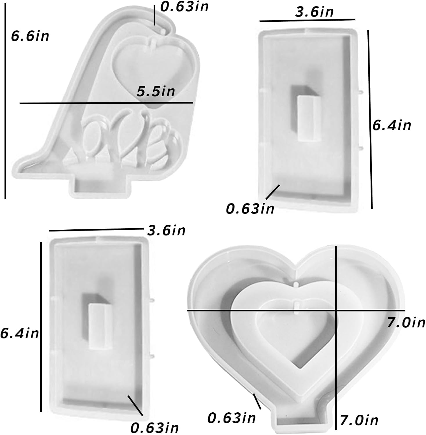 ABCISI 2pcs Picture Frame Resin Mold, Heart Resin Mold for Photo Frame, Large Silicone Molds for Resin Casting, Heart Love Shape Epoxy Mold for DIY Home Decor Resin Floral Art Craft Christmas Gift