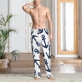 thumbnail image 2 of Pofeuu Navy Blue Anchor Print Men's Pajama Pants, Soft Lounge Pajama Pants with big pockets for Men Plaid Pj Bottoms-Large, 2 of 6