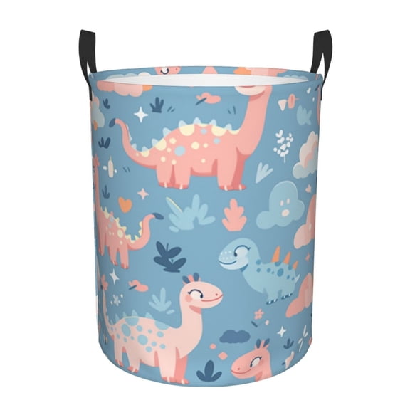 Pink Dinosaur Laundry Hamper Small Storage Basket/Toy Organizer/Dirty Clothes Bucket