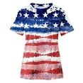 thumbnail image 4 of fartey Women 4th of July Tshirts Lace Trim Short Sleeve Crewneck Tops Tunic Fit American Flag Print Casual Patriotic Gift Shirts, 4 of 5