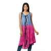 Blue and Pink with Black Tie Dye Umbrella Dress Comfortable Sleeveless Casual Outwear 100% Rayon