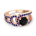 thumbnail image 3 of 2.50 Carat Round Cut Black Onyx & Blue Sapphire Gemstone Wonderful Proposal Ring for Ladies Solid 14K Rose Gold Size 9 by Diamond-Capitals, 3 of 8