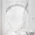 thumbnail image 1 of Damask Tapestry, Curvy Band with Abstract Baroque Ornaments Victorian Vintage Corner Framework, Fabric Wall Hanging Decor for Bedroom Living Room Dorm, 5 Sizes, Pale Grey White, by Ambesonne, 1 of 1