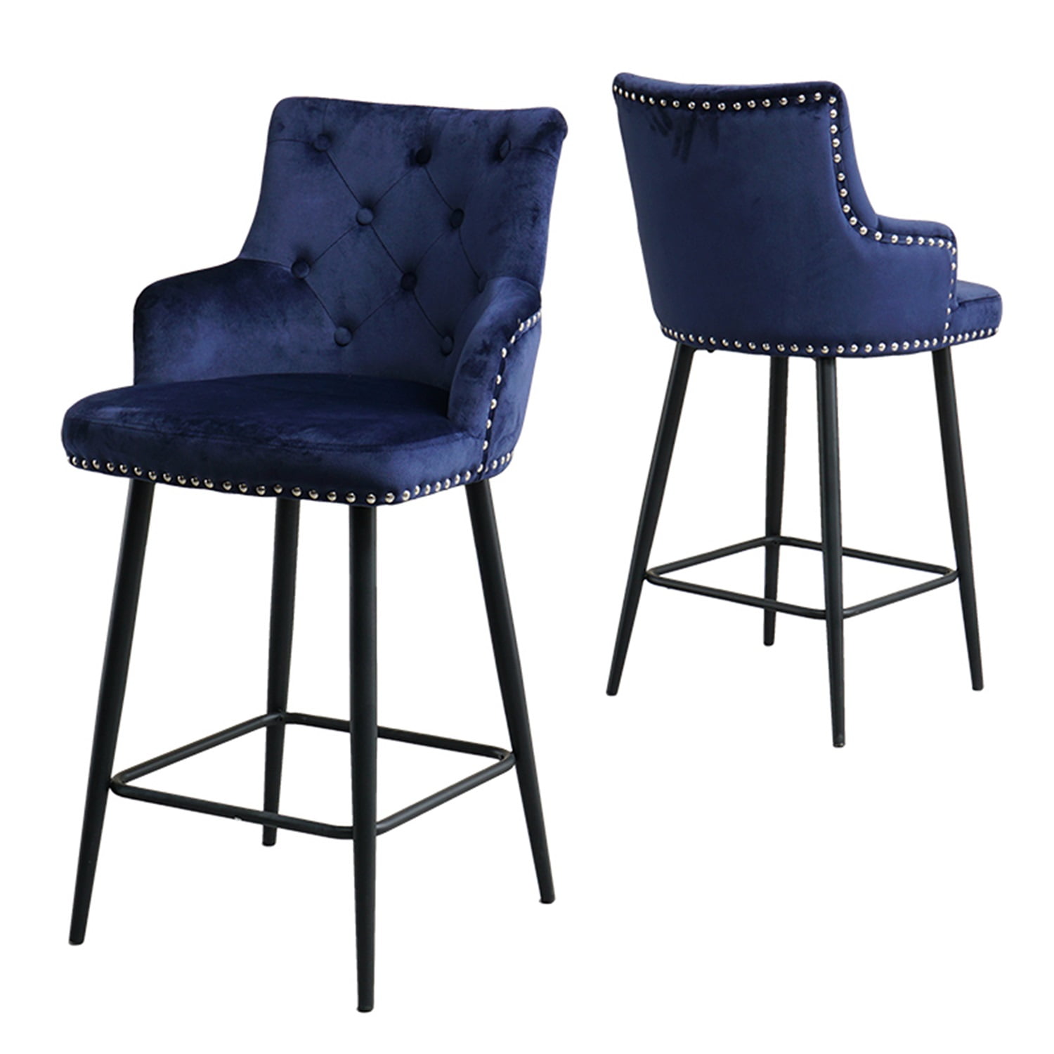 Kadyn Modern Style Bar Chair Set of 2, Foam Bar Stools with armrests and Footrests, Upholstered High Bar Stool Chair for Dining Room, Dark Grey