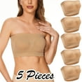 thumbnail image 2 of Landzoo One 5 Pieces Womens Non Padded Bandeau Sprots Bra Strapless Convertible Bralettes Basic Layer Top Bra Cozy Stylish Basic Women's Tube Tops, 2 of 8