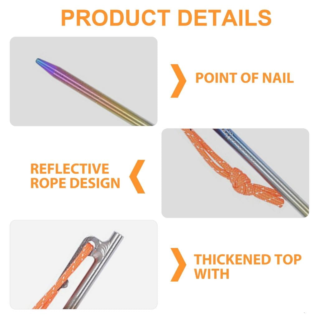 Yihuala Long Tent Peg Alloy Tent Stakes Peg Firm Tent Hook Ground Anchors Outdoor Canopy Stake Camping Accessories