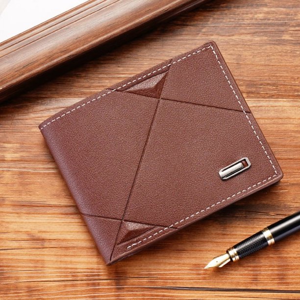 Cartera para hombre Cartera corta para hombre con múltiples tarjetas Cartera informal elegante Cartera suave con tres pliegues cruzados para jóvenes