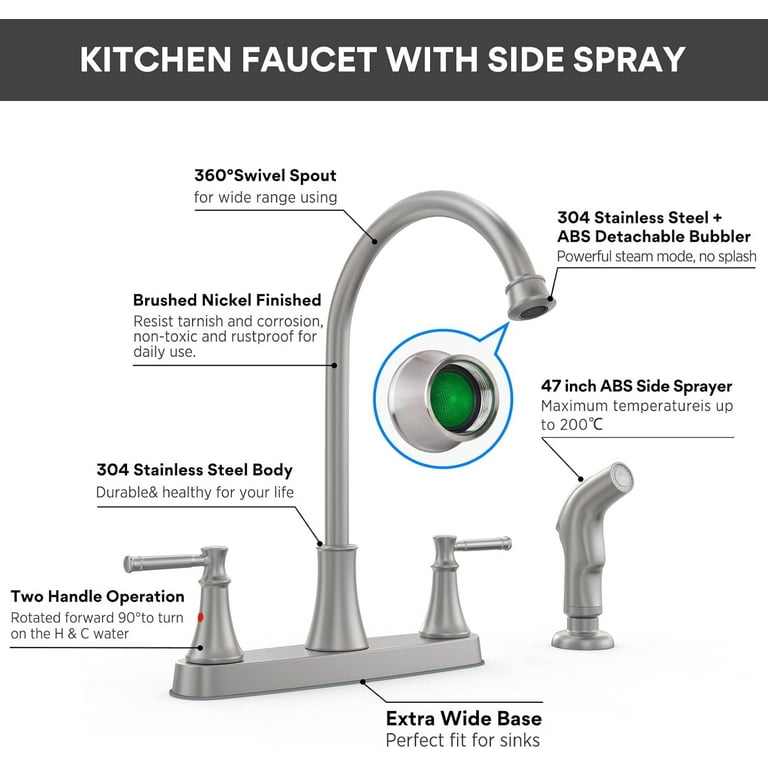 Free Shipping! GOWIN Brushed Nickel Kitchen Faucet with Side Free Shipping! GOWIN Brushed Nickel Kitchen Faucet with Side
