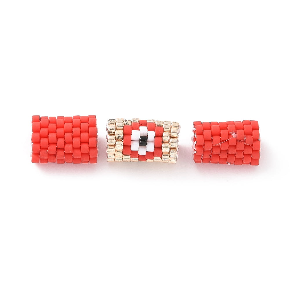 4 Set 3Pcs 3 Style Japanese Seed Beads Loom Pattern Seed Bead Column with Mixed Color 11x9x1.5mm Hole: 4mm 1Pc/style