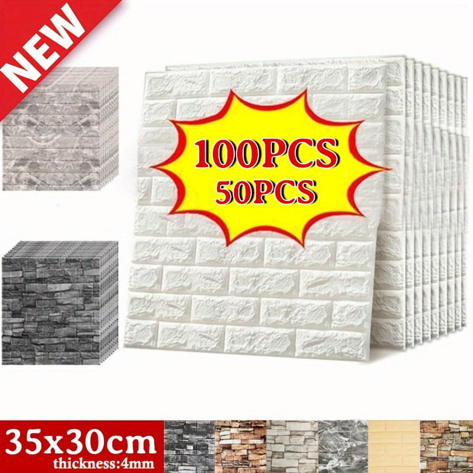 50pcs/100pcs 3D Wood Grain Wall Tile Stickers – Self-Adhesive, Waterproof, Shock-Resistant Ceiling & Wall Panels, Easy to Clean and Cut, for Kitchen, Living Room, Bathroom, Hallway