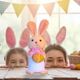 thumbnail image 6 of Lighted Pink Plush Easter Bunny, 12.6"x5.1" Handmade Huggable Rabbits Couple with Lights, Light Up Easter Basket Rabbits Girls' Gift, Party Favor Figurine for Spring Tabletop Holiday Room, 6 of 6