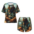 thumbnail image 4 of Picia Forest Meditating Gorilla Pajamas Sets for Women Soft Short-Sleeved Pjs with Lounge Shorts Two Piece Sleepwear-X-Large, 4 of 9
