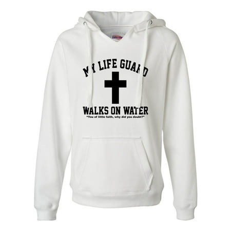 Womens My Life Guard Walks On Water Christian Easter Deluxe Soft Hoodie