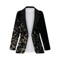 thumbnail image 2 of Chaqueta Elegante Chaqueta de traje de trabajo de solapa informal con estampado de manga larga para mujer, abrigo, prendas de vestir,temperamento blazer(Negro， S), 2 of 5