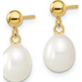 thumbnail image 4 of 14K Yellow Gold 7-8mm Semi-Round Fw Cultured Pearl 18 In. Necklace & Post Earring Set Made In Canada xf394set, 4 of 5