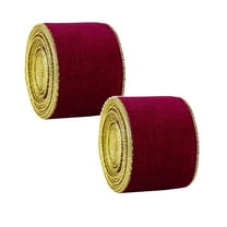 2PC Velvet Wired Ribbon, Christmas Ribbon for Gift Wrapping, Crushed Velvet Wired Ribbon for Christmas Tree Decoration,Big Bow Gifts Wrapping,Crafts Wreaths Supplies, 2.5 Inch Wide, 2.2 Yards Leng