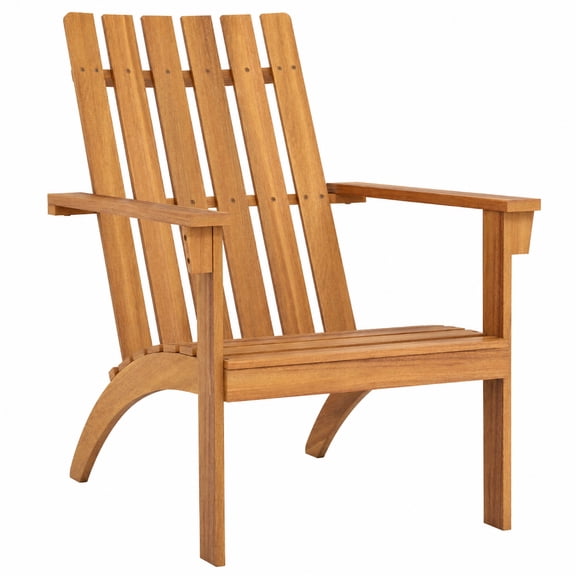 Furnibear Outdoor Durable Patio Acacia Wood Adirondack Chair Lounge Armchair with Wide Armrests for Fire Pit Garden Deck Lawn Seating, Natural