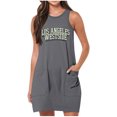 thumbnail image 1 of Vestido de Verano para Mujeres, Vestido de Cuello Redondo sin Mangas de Bolsillo de Impresión de Moda Casual Hecha de 95% Poliéster 5% Spandex para Primavera Verano, Vestido Sexy para Mujeres, 1 of 5