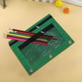 thumbnail image 2 of yulier Binder Pencil Pouch, Pencil Pouch for 3 Ring Binder, Clear Window Pencil Bag with Zipper and 3 Reinforced Grommets, 3 Hole Pencil Case Stationery Pen Bag for Office College, Green, 2 of 4