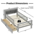 thumbnail image 5 of Bellemave Twin Size Bed with 2 Drawers and Fence Rails, Twin Platform Beds Frame with Bookcase Storage Headboard, Wood Space Saving Storage Bed, No Box Spring Needed (Gray), 5 of 8