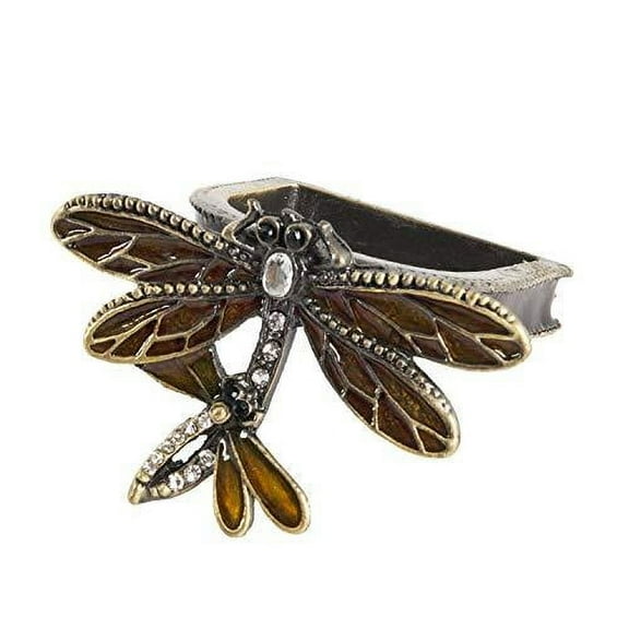 Fennco Styles Nature's Touch Collection Vintage Jeweled Dragonfly Metal Napkin Rings, Set of 4 – Bronze Napkin Rings for Family Diner, Themed Party and Table Décor