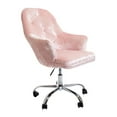 thumbnail image 3 of Impressions Vanity Michelle Tufted Vanity Chair with 360 Degree Swivel, Button Design Desk Seat with Five Non Marking Caste (Pink Crushed Velvet), 3 of 5